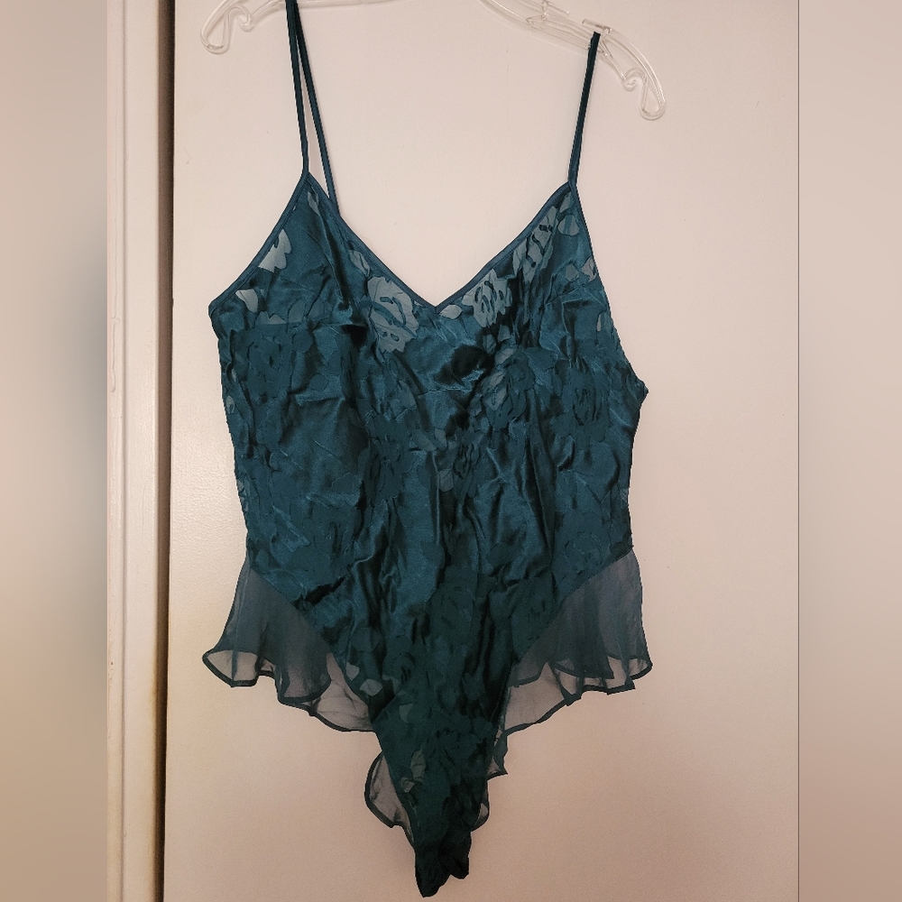 Victoria's Secret Emerald Satin Teddy NWT.